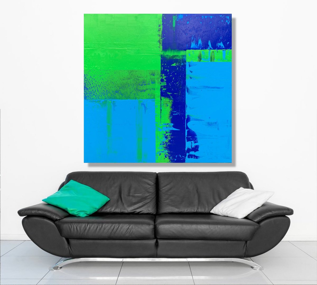 Abstract Acrylic Painting By Julijana Ravbar, 39 X 39", Over The Sea, Original Artwork