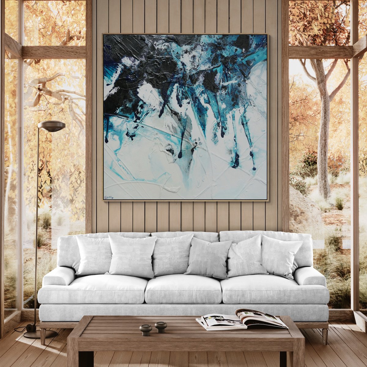 Abstract Landscape Acrylic Painting By Franko, 59 X 59, Southern Depths, Original Artwork