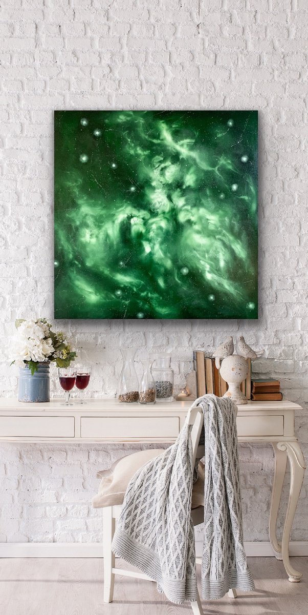Organic Abstract Oil Painting By Veronica Vilsan, 31 X 31", Interstellar 4, Original Artwork