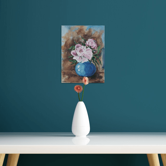 Flower - Peony - "In a Blue Vase"