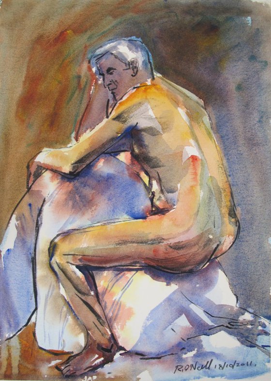 seated male nude