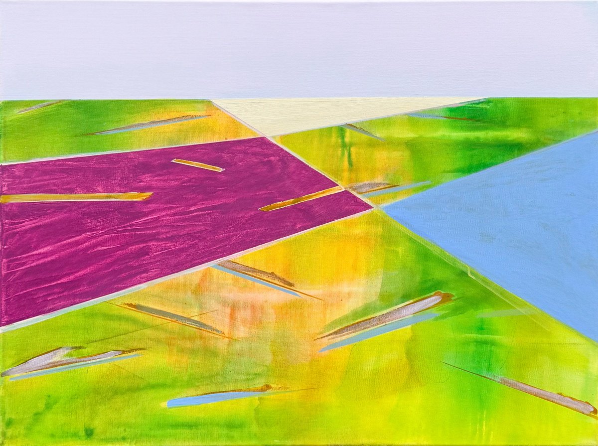 Geometric Abstract Acrylic Painting By Katrin Roth, 31 X 24", Intersection Planes 3, Original Artwork