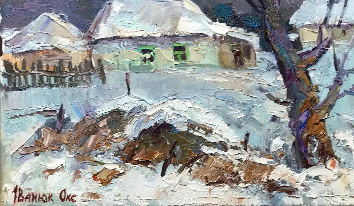 Impressionistic Landscape Oil Painting By Kalenyuk Alex, 10 X 6", Winter Silence, Original Artwork