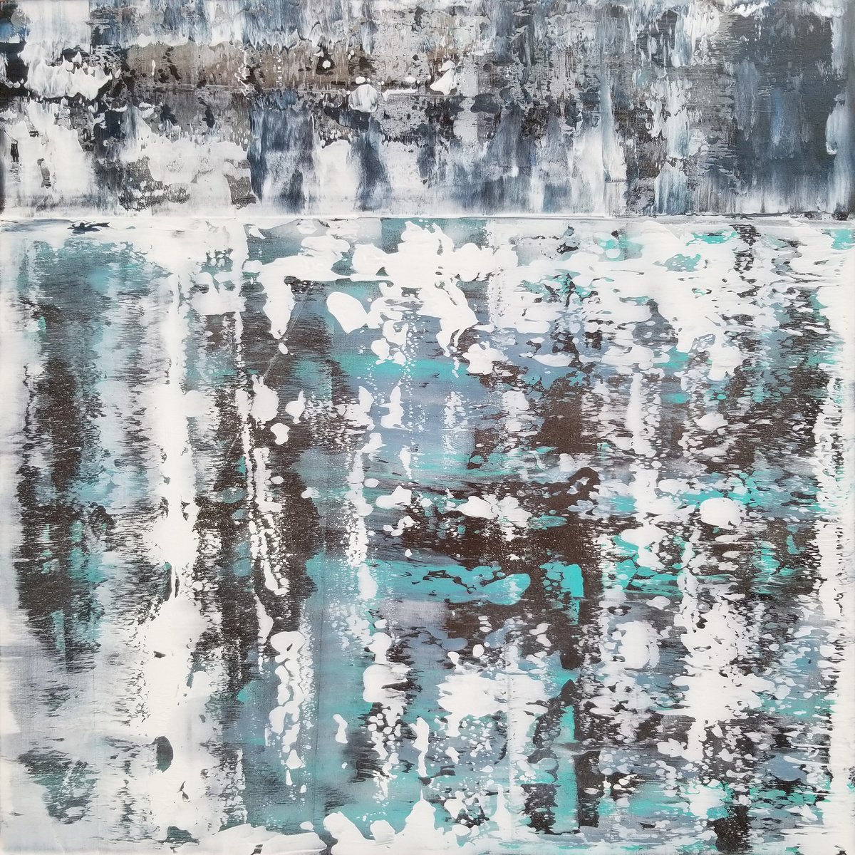 Organic Landscape Acrylic Painting By Chris Carbone, 48 X 48, Somewhere Deeper, Original Artwork