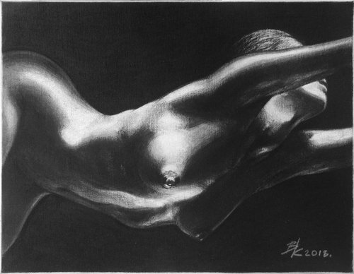 Nude noir. charcoal on canvas by Vitaliy Koriakin