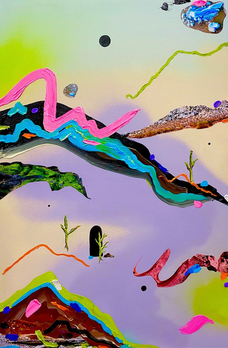 Abstract Landscape Painting By Sara Hoque, 25 X 37", Canyon, Original Artwork