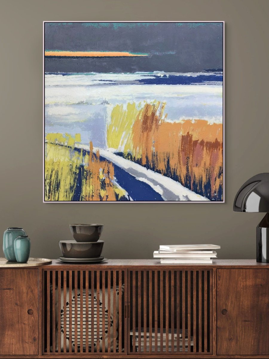 Expressive Oil Painting , Season Of Ocher And White By Evgen Semenyuk, 39 X 39, Artwork For Sale On Artfinder