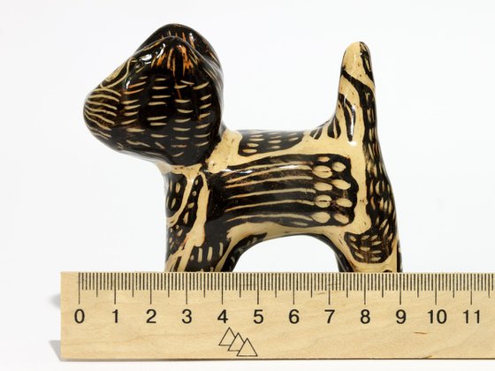 Ceramic sculpture Cat 9.5 x 9 x 4.5 cm