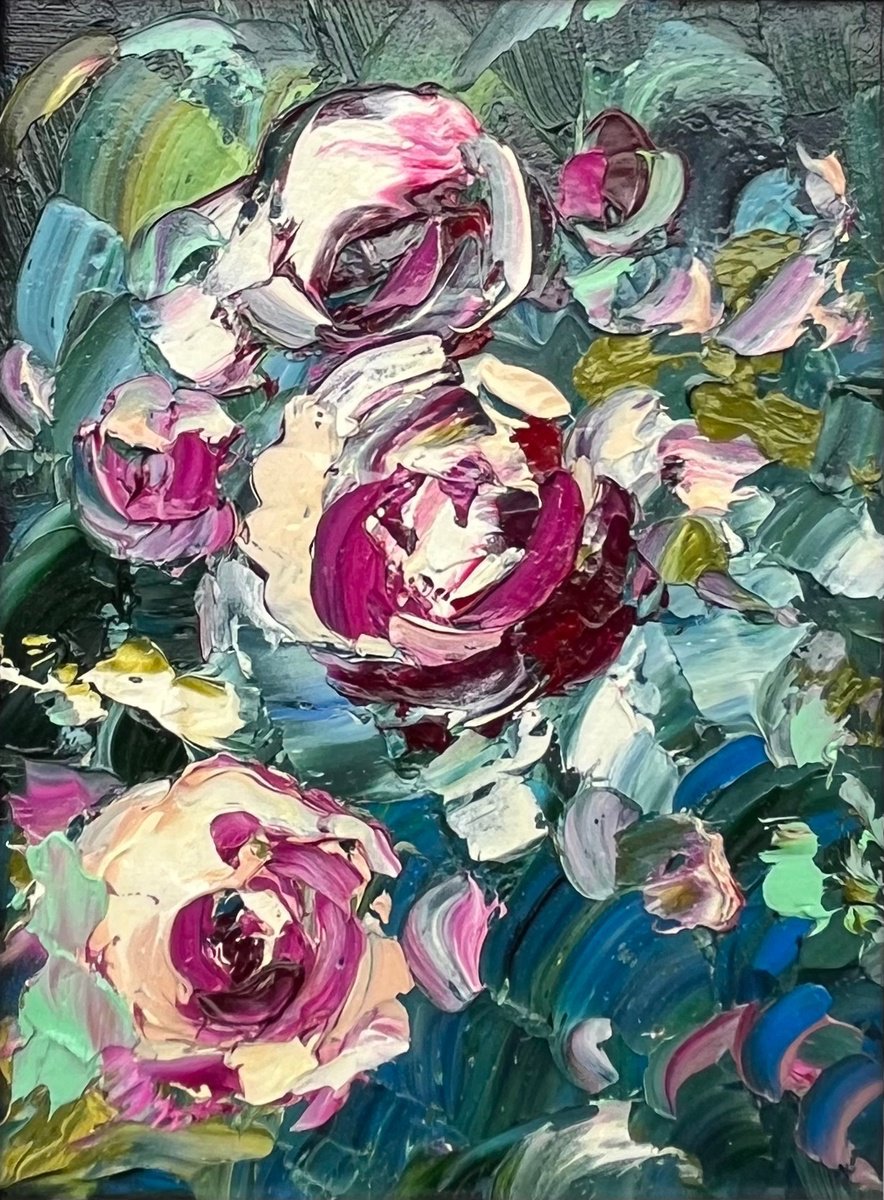 Abstract Botanical Oil Painting By Svitlana Andriichenko, 7 X 9", Deji?-Vu, Original Artwork