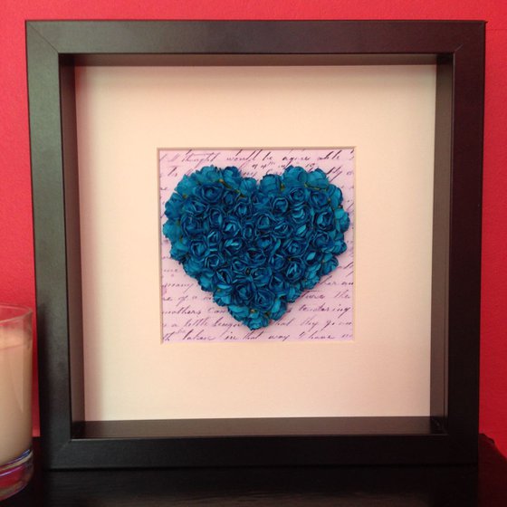 Old letter of Love - Blue heart , 2016 Heart of Roses