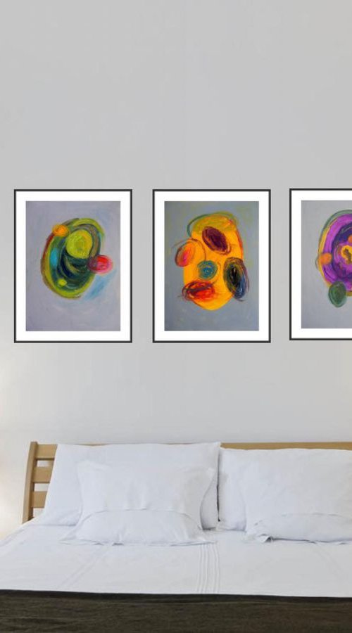 météore / Triptych 35,43 x 15,75 in (90 x 40 cm) by Pierre-Yves Beltran