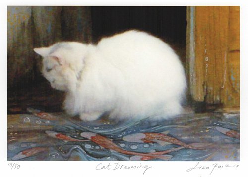 "Cat Dreaming" altered photo Limited Edition print by Liza Paizis