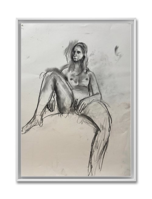 Nude Zoma 2 - 16x23 Oil and Charcoal On Paper by Ryan  Louder