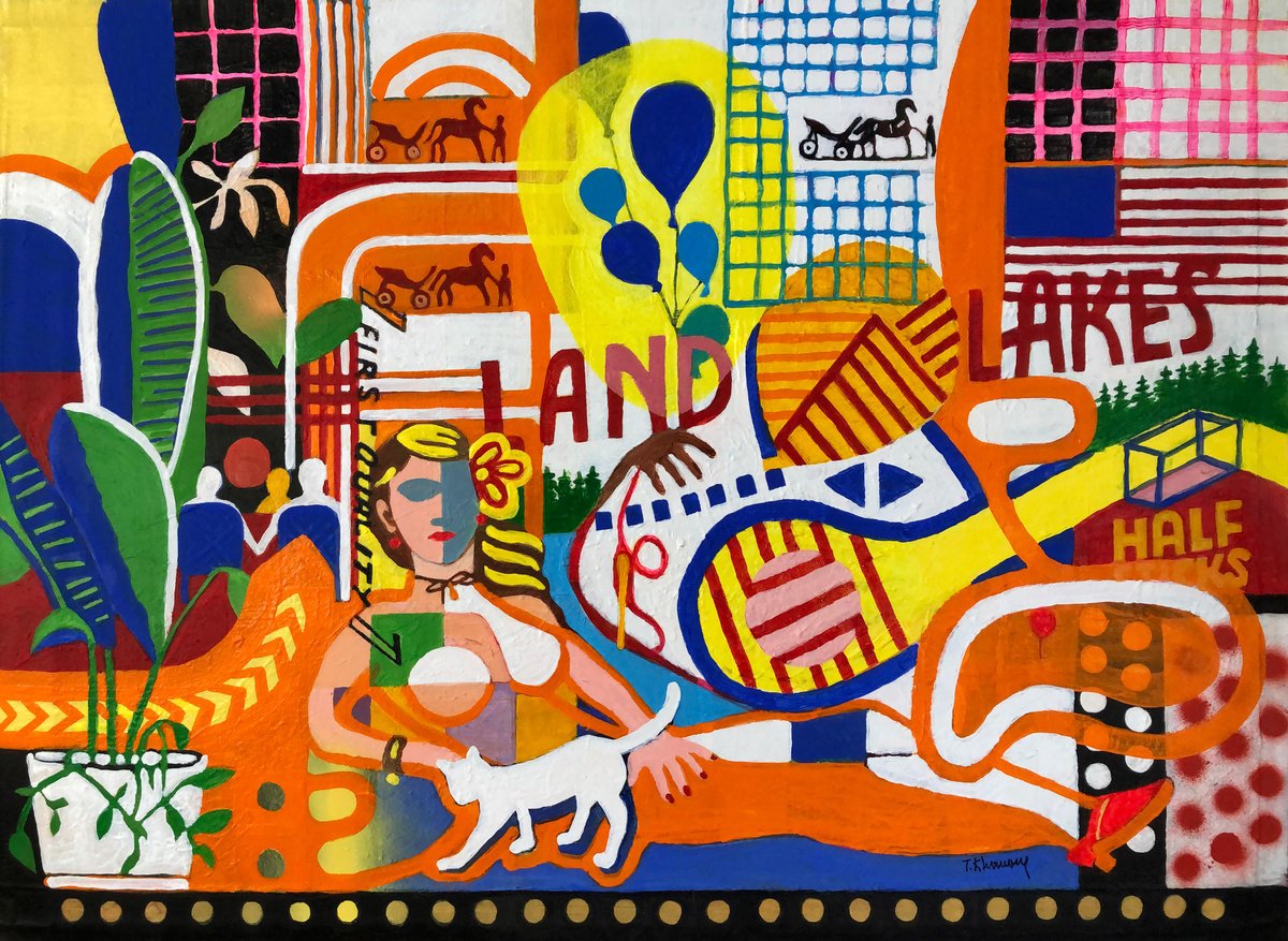 Expressive Still Life Acrylic Painting By Tony Khawam, 42 X 30", Blue Dream, Original Artwork