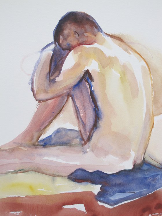 seated male nude