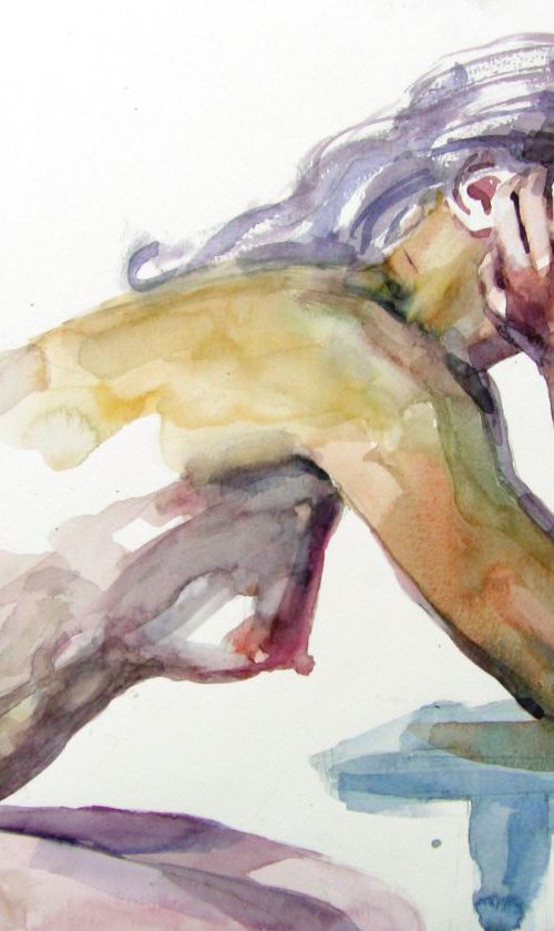 nude ( side view ) by Goran Žigolić Watercolors