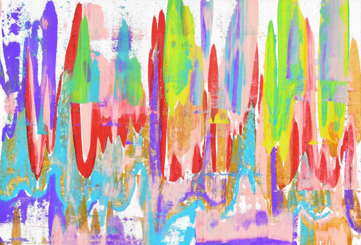 Abstract Acrylic Painting By Sumit Mehndiratta, 43 X 30", Untitled No. 48, Original Artwork