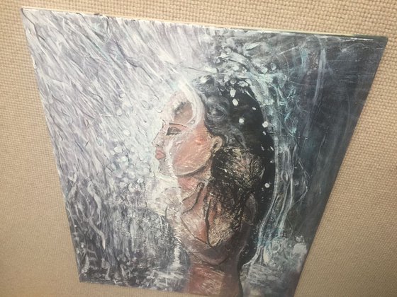 Water Fall Woman Water Rain Shower Large Canvas Painting Textured Artwork For Sale Online Gallery Buy Art Now Free Shipping 76x61 cm