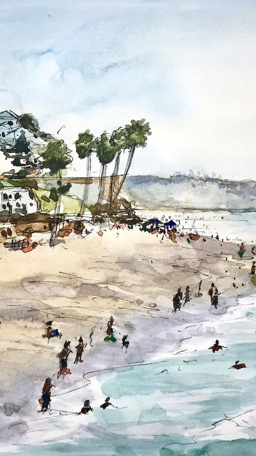 Surfing at Carlsbad Beach, California by Joseph Peter D'silva