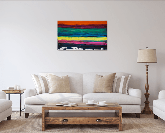 "Balance" multicolor expressionist painting, 100x60 cm