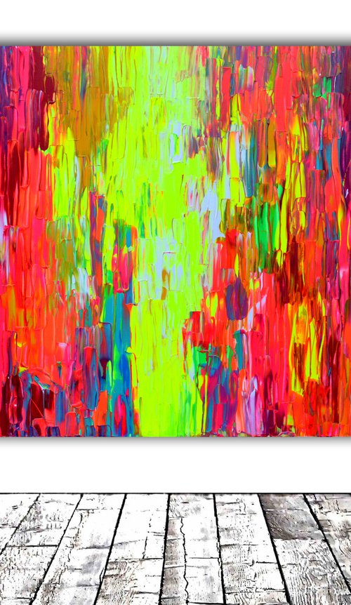 55x31.5'' FREE SHIPPING Large Ready to Hang Abstract Painting - XXXL Huge Colourful Modern Abstract Big Painting, Large Colorful Painting - Ready to Hang, Hotel and Restaurant Wall Decoration, Happy Gypsy Dance by Soos Tiberiu