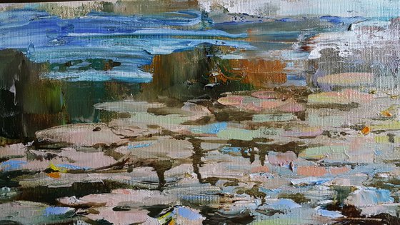 Landscape Pond - Lilies, River lily, painting original
