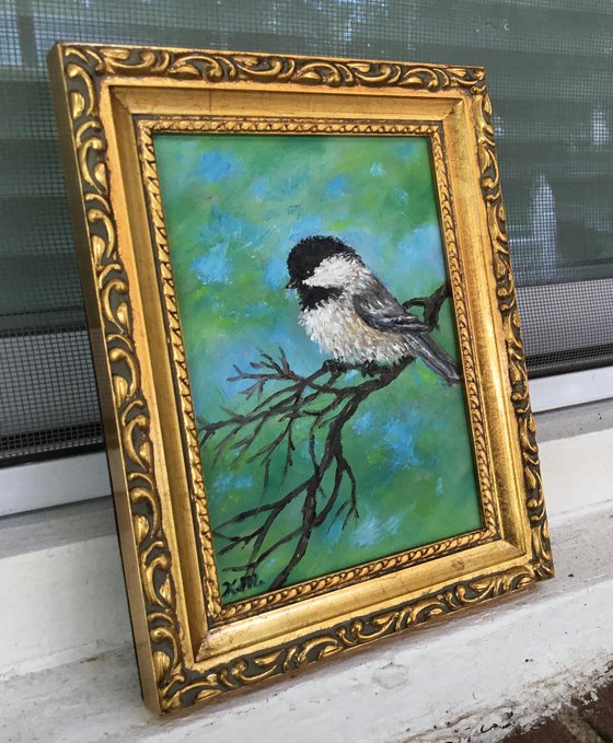 Chickadee # 27 - oil 6X4 inches