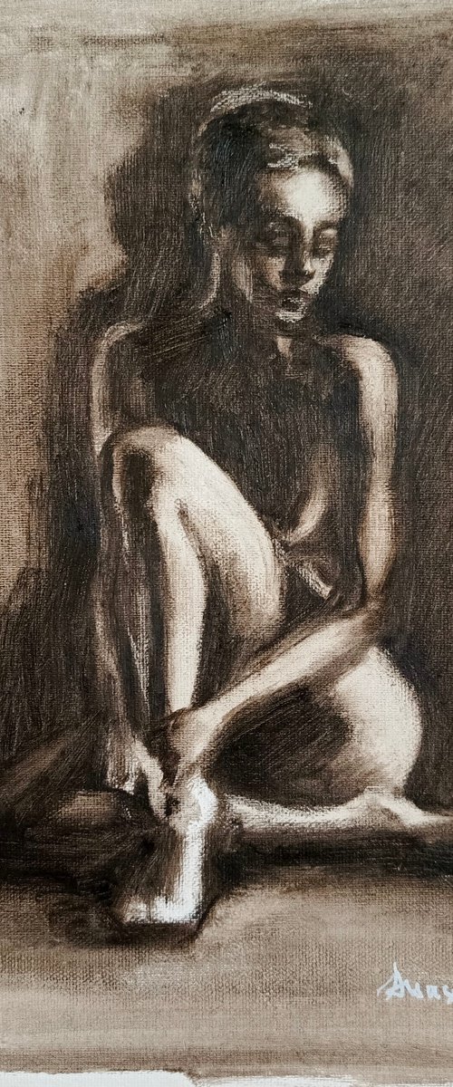 Nude woman sitting by Anastasia Art Line