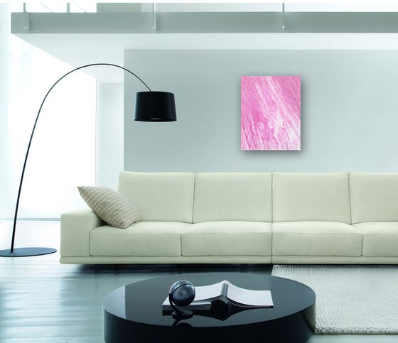 "Pink Snowstorm" - FREE SHIPPING to the USA - Original Abstract PMS Acrylic Painting - 16 x 20 inches