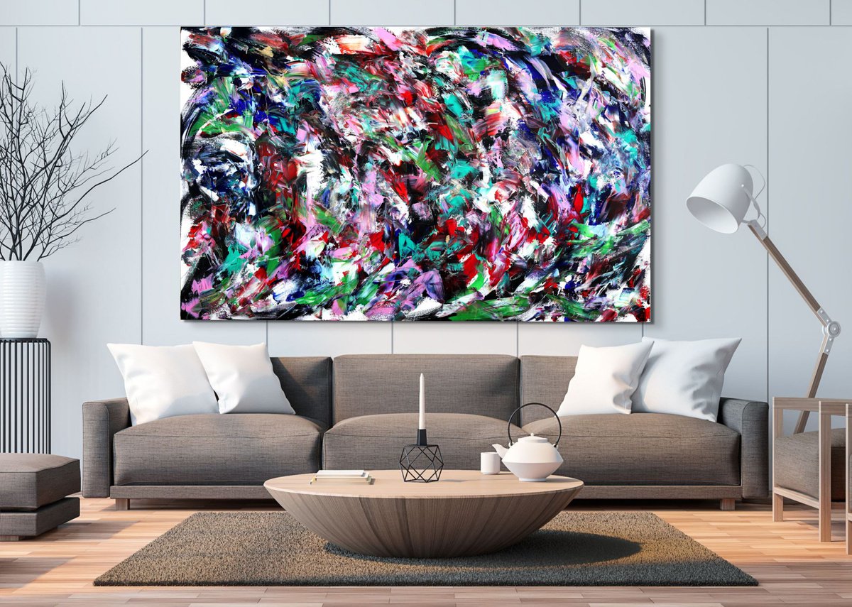 Organic Abstract Acrylic Painting By Estelle Asmodelle, 84 X 52, Elegant Motion, Original Artwork