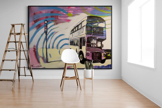 XXXL Big painting - "Red bus" - London - Bus - Street - City - Great Britain