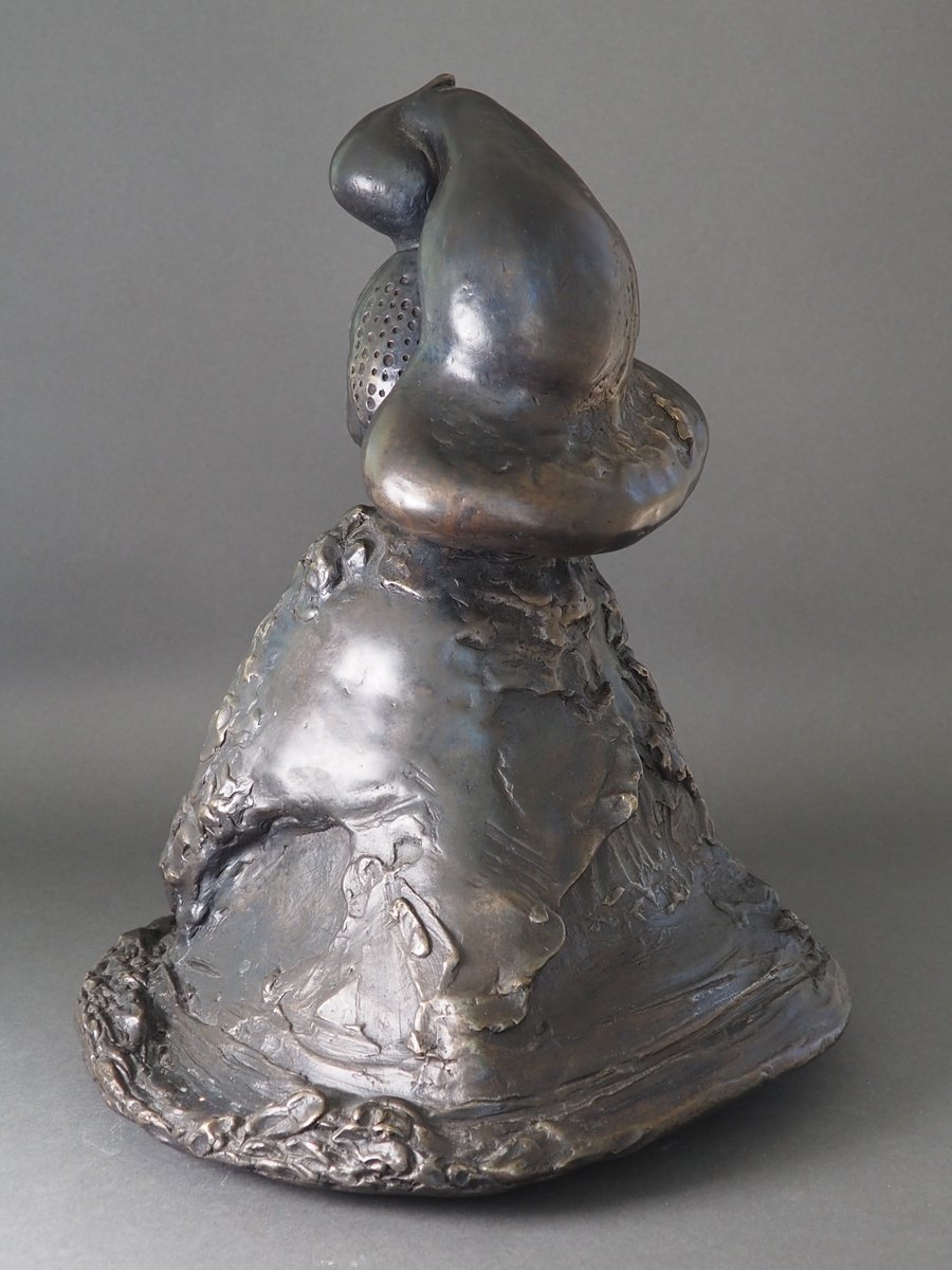 Expressive Portrait Bronze Sculpture By Linda Cares, 10 X 15", Black Spring, Original Artwork