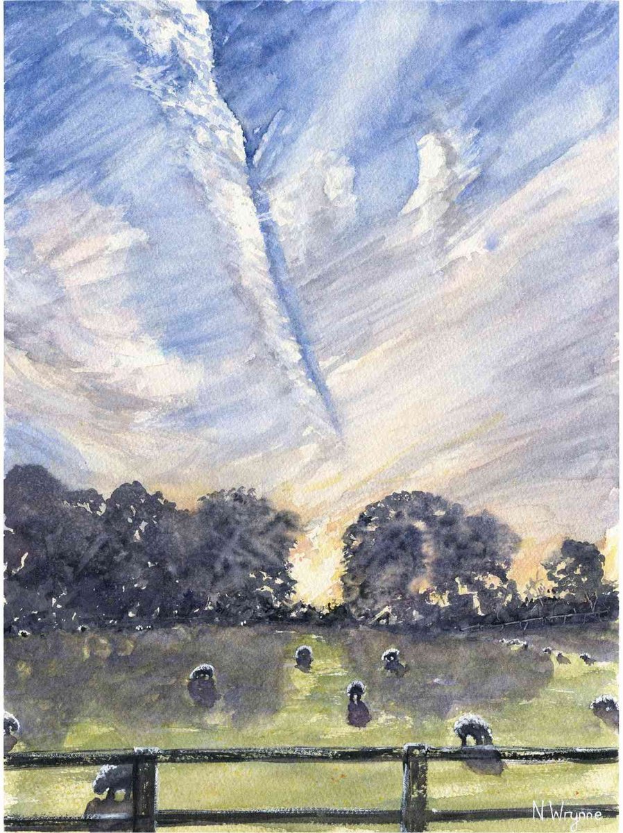 Expressive Landscape Watercolour By Neil Wrynne, 11 X 15", Cloud Dance, Original Artwork