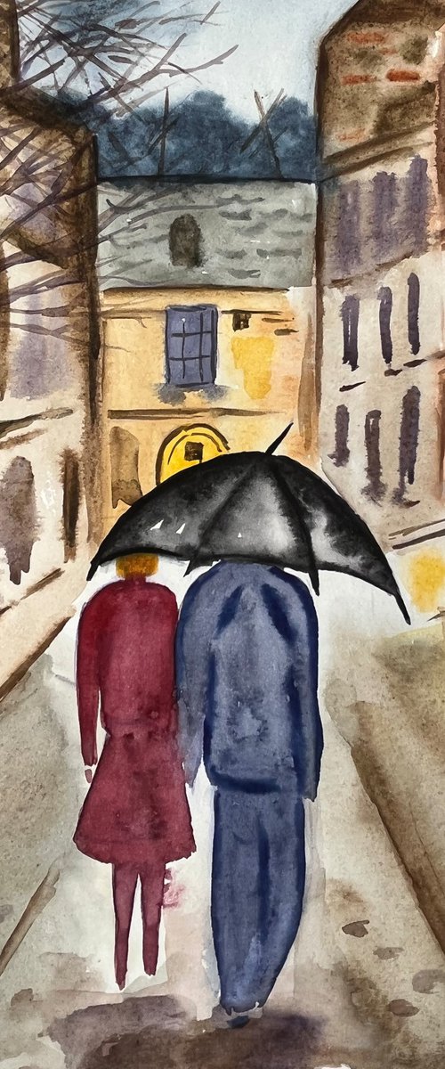 Lviv Couple Painting by Halyna Kirichenko