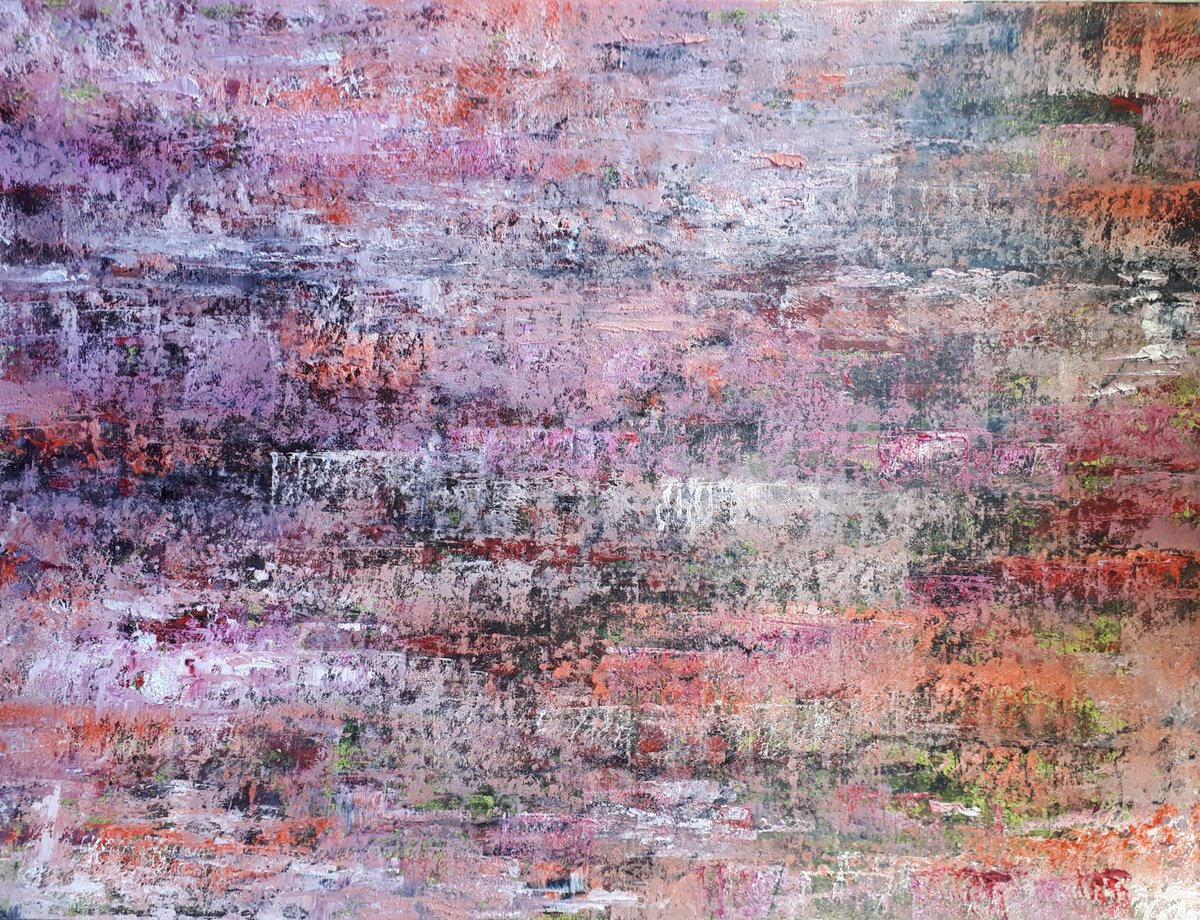 Abstract Landscape Painting By Olga Onopko, 28 X 20", Rays, Original Artwork