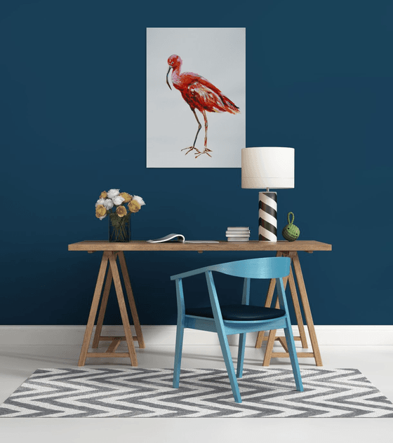 Red ibis - bird painting