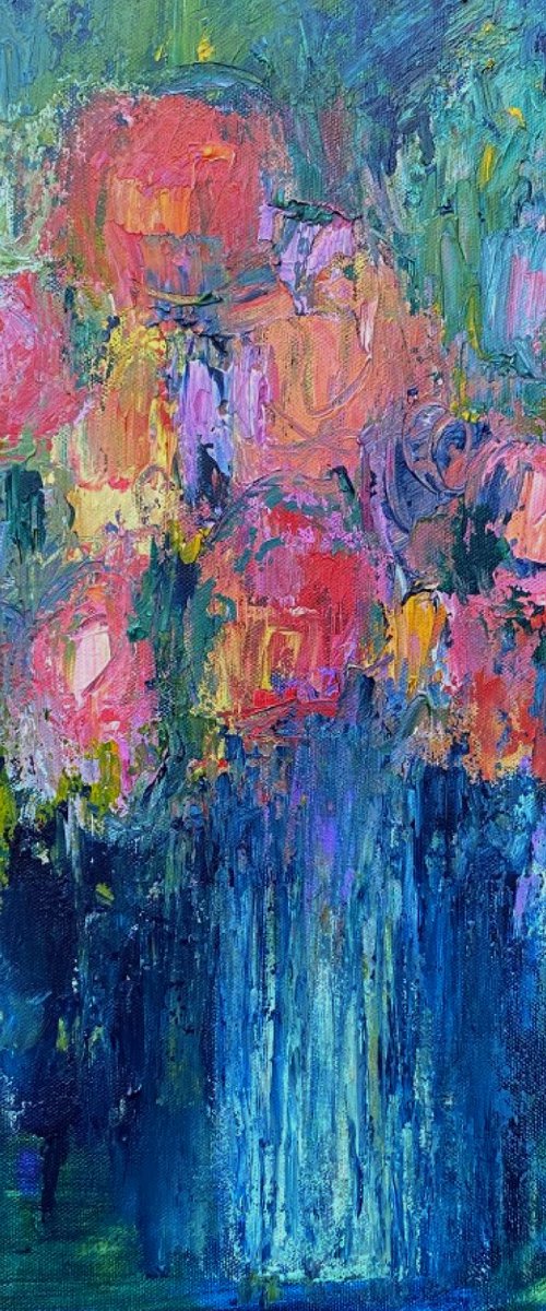 Bouquet on Blue by Jan Rippingham