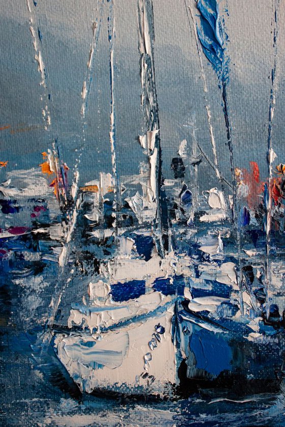 "Yachts in the harbor" ships, seascape