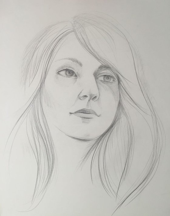 Day dream - pencil drawing. Female portrait