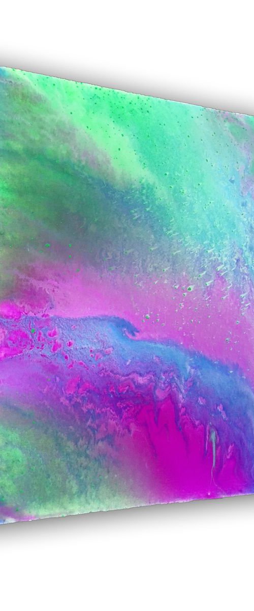 "Little Green Invasion" - FREE USA SHIPPING - Original Abstract PMS Acrylic Painting - 16 x 20 inches by Preston M. Smith (PMS)
