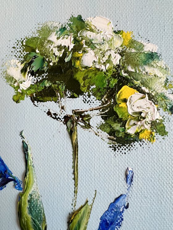 IN THE MOMENT №7 -  flowers herbs impasto painting.