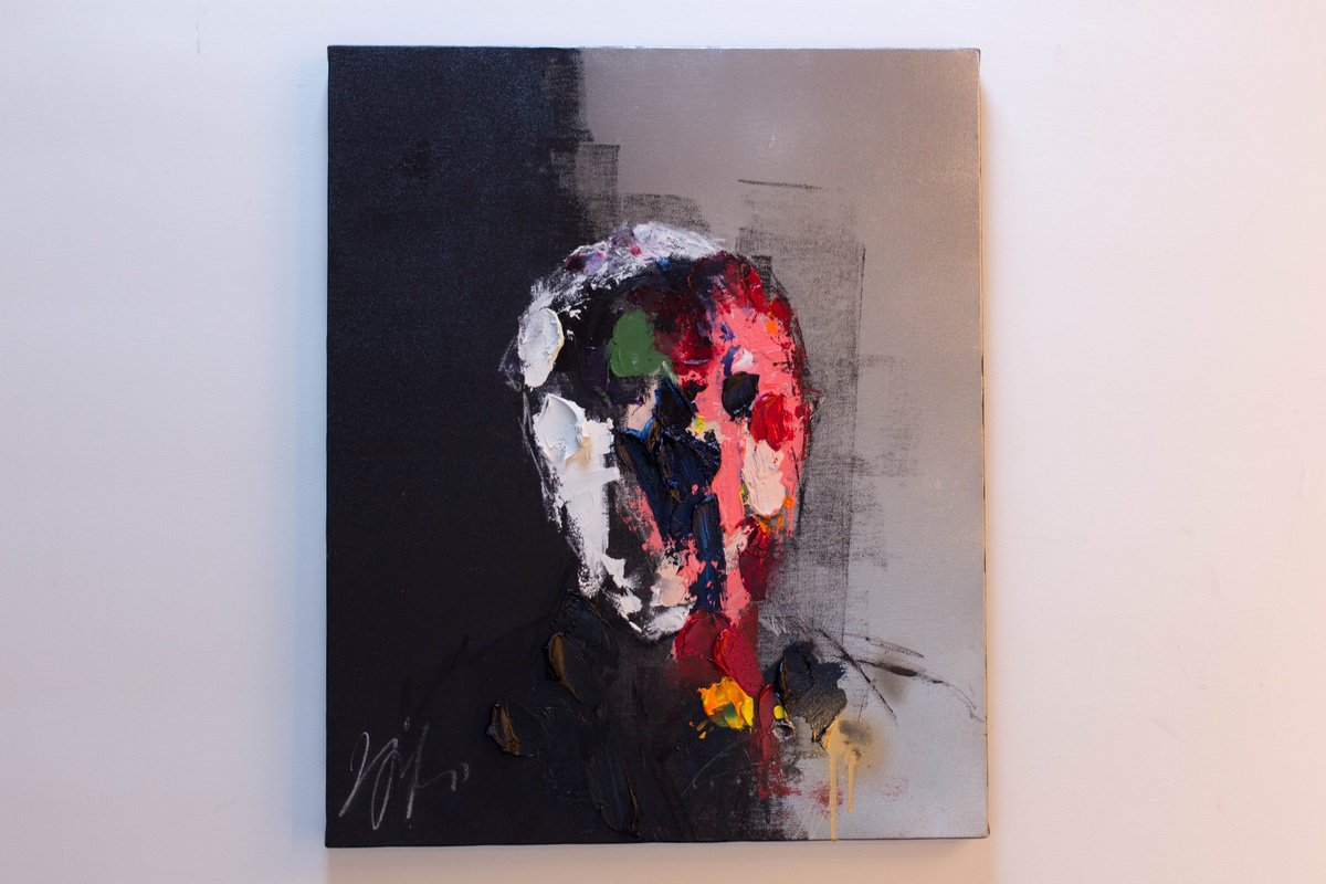Abstract Portrait Oil Painting By Tomoya Nakano, 198 X 240", Untitled Portrait Work, Original Artwork