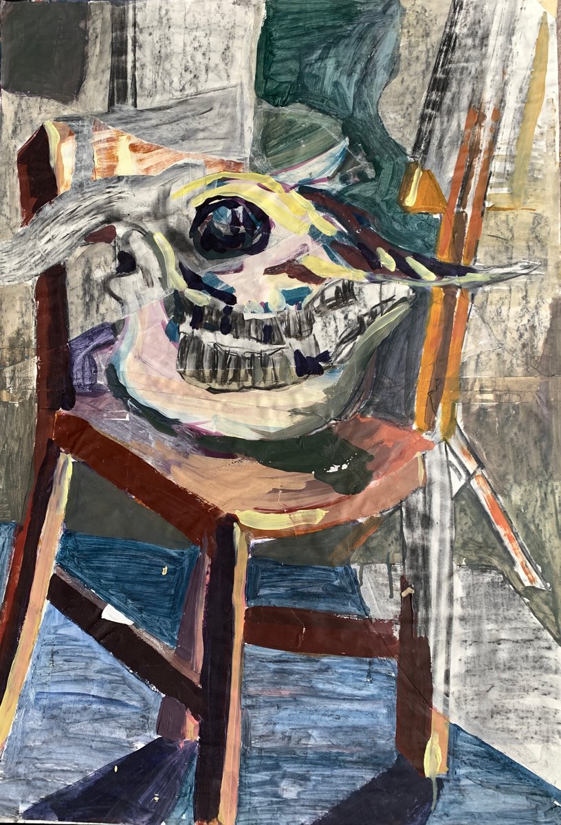 Abstract Skull on a Chair by Hanna Bell