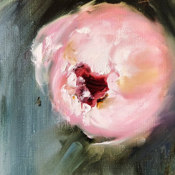 ROYAL PEONY - Abstract peonies. Garden flowers. Large buds. Macro flowers. Pale pink petals. Bouquet. Twilight. Haze.