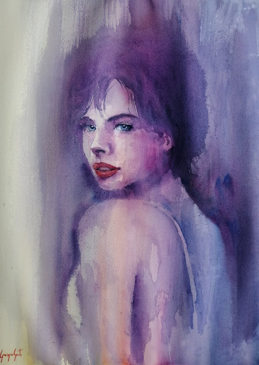 Impressionistic Watercolour , Young Girl 118 By Giorgio Gosti, 20 X 28, Artwork For Sale On Artfinder