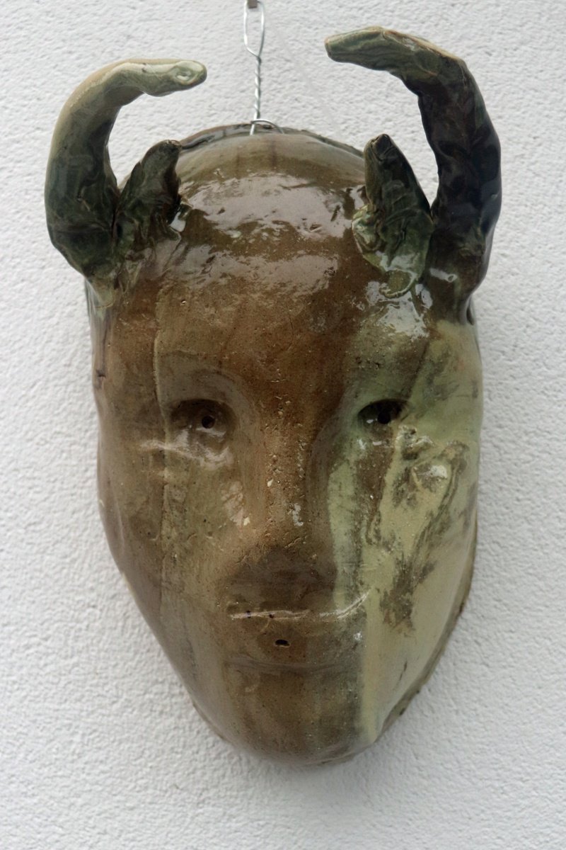 Geometric Abstract Clay Sculpture By Koen Lybaert, 7 X 12", Mask 22012025, Original Artwork