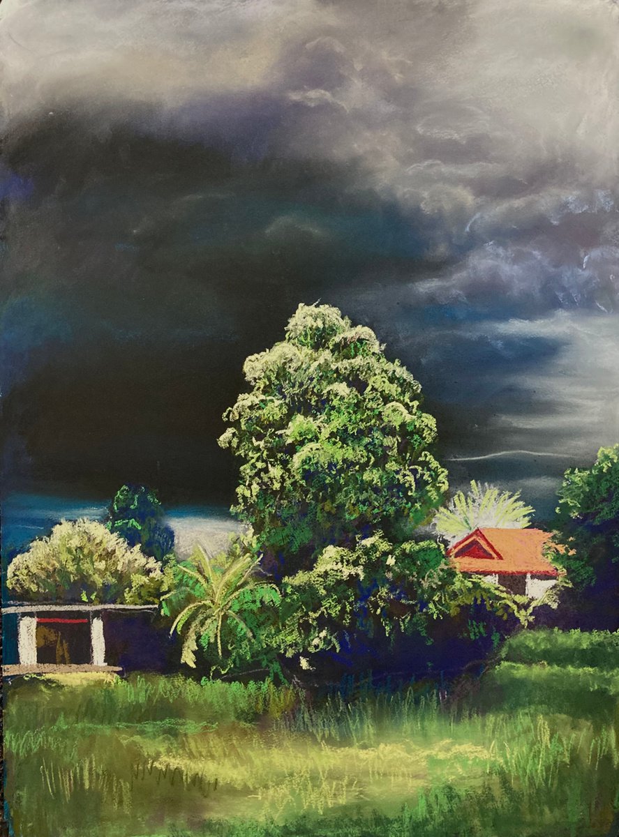 Impressionistic Landscape Pastel Drawing By John Cottee, 22 X 30, Before The Deluge, Original Artwork