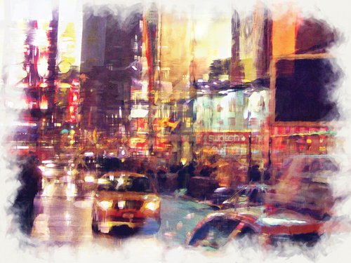 Taxis en Nueva york/XL large original artwork by Javier Diaz