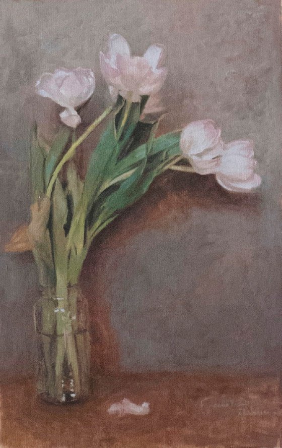 Five White Tulips
