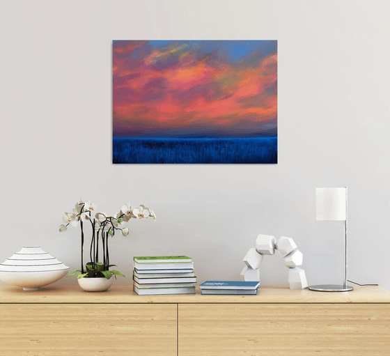 Almost Dusk...original painting oil on canvas cloudscape peaceful